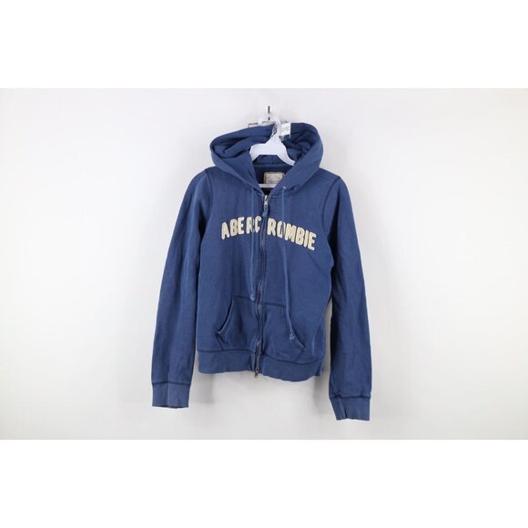 Abercrombie & Fitch Sweaters - Vintage Y2K Abercrombie & Fitch Womens Large Faded Spell Out Full Zip Hoodie